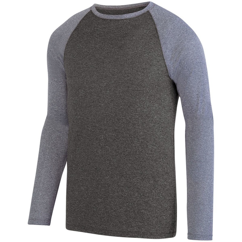 Augusta Men’s Kinergy Two Color Long-Sleeve Raglan Tee Royal Heather/Graphite Heather XS