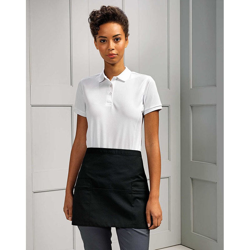 Zip Pocket Waist Apron Black