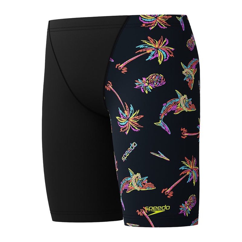 Speedo Boys Digital Allover V Cut Jammer – Black/Hyper Yellow 8
