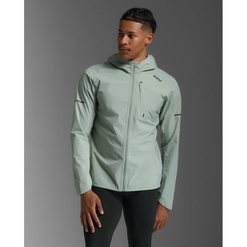 2XU Mens Ignition Shield Jacket – Eucalyptus/ Black Reflective Small