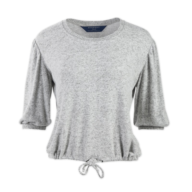 Boxercraft Women’s Cuddle Puff Sleeve Top Oxford Heather XXS