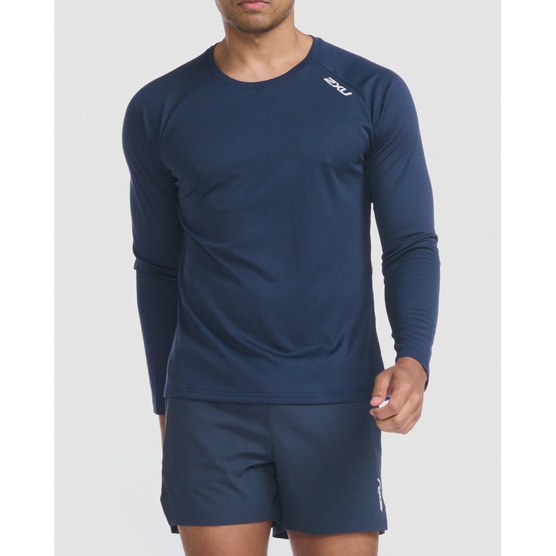 2XU Mens Aspire Long Sleeve Top – Midnight/White Small