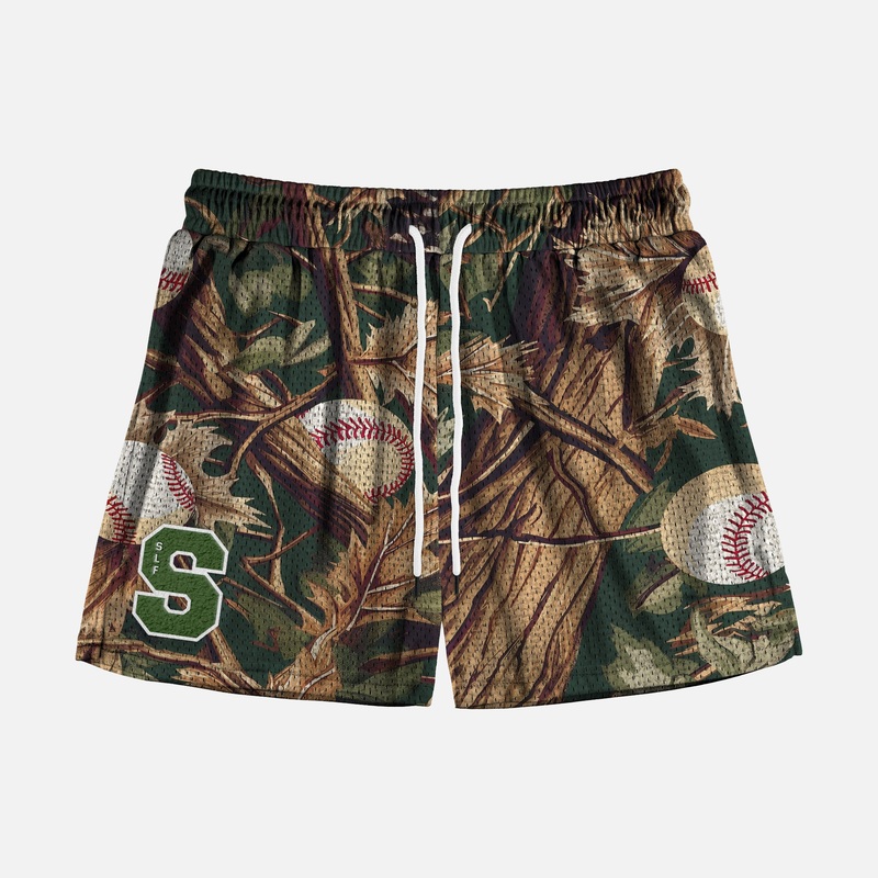 Baseball Forest Camo Shorts – 5″ S Brown