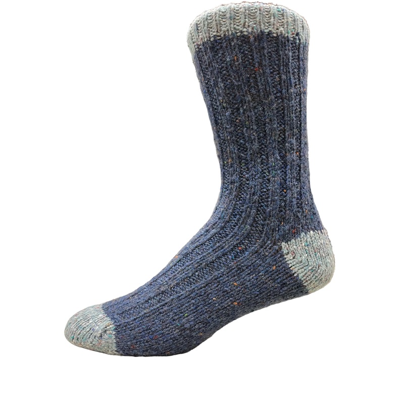Connemara Flecks Plus Irish Wool Socks Navy and Light Blue Fleck – Connemara Flecks Plus Irish Wool Socks Medium