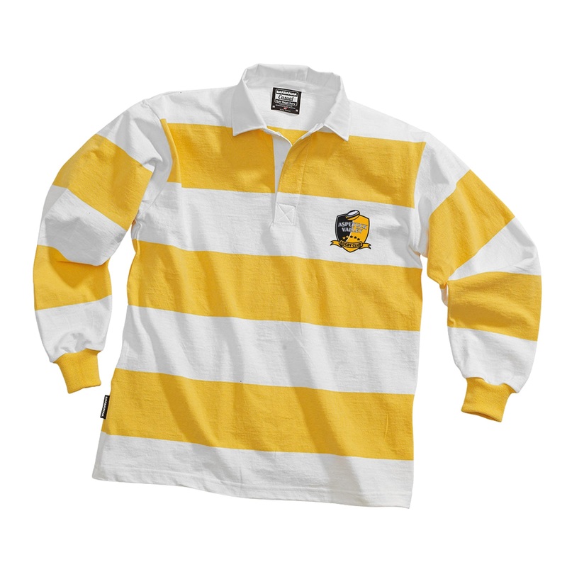Aspetuck Valley Rugby Casual Weight Stripe Jersey White/Yellow X-Small